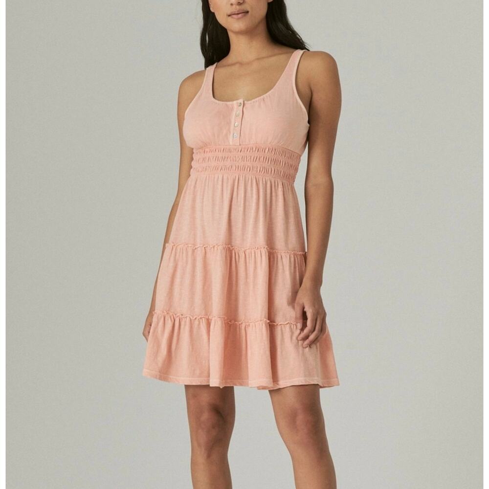 🔥Lucky Brand Beach Peach Tiered Knit Pullover Dress Size Small
